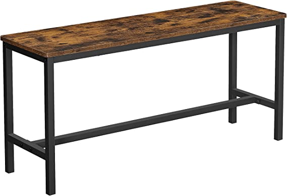 VASAGLE Dining Bench, Table Bench, Indoor Bench Industrial Style, 42.5 x 12.8 x 19.7 Inches, Durable Steel Frame, for Kitchen, Dining Room, Living Room, Rustic Brown and Black UKTB331B01