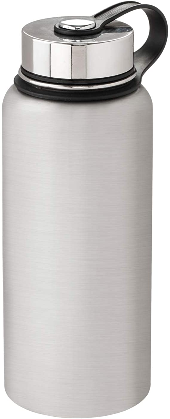 Thirsty Rhino Spectra, 32 oz Double Walled Vacuum Insulated Wide Mouth Water Bottle Thermo Flask, Stainless Steel, Silver (Set of 1)