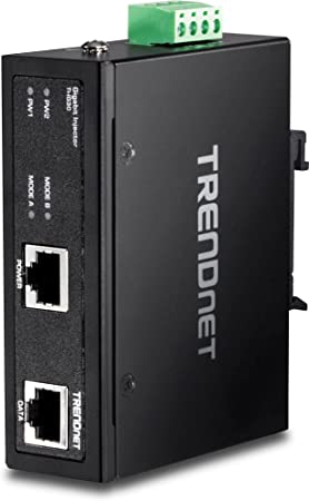 TRENDnet Hardened Industrial Gigabit PoE  Injector, DIN-Rail, Wall Mount, IP30 Rated Housing, DIN-rail & Wall Mounts Included, TI-IG30