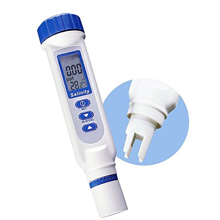 Digital Salinity Salt Water Quality Meter Tester Checker Water Pool and Koi Fish Pond, Hydroponics, Gardening, Aquariums with Temperature 70ppt Water Quality Tester IP65 Waterproof Rate