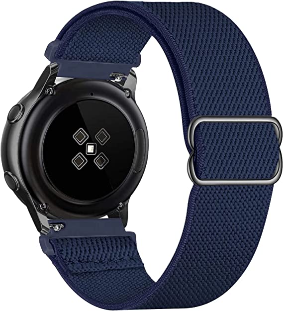 GBPOOT 20mm Nylon Straps Compatible with Samsung Galaxy Watch 5/Watch 5 Pro/Watch 4/Watch 4 Classic 42mm 46mm/Active 2(40mm/44mm)/Watch 3 41mm/Gear S2 Classic,Elastic bands,Pure Navy Blue,20mm