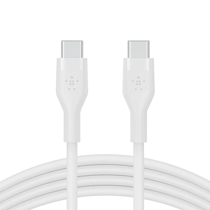 Belkin USB-C to USB-C Fast Charging Type C Cable, Charge and Sync Ultra Flexible Silicone Cable, 60W PD, USB-IF Certified 3.3 feet (1 meters) – White