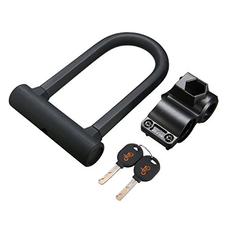 OUTERDO Bike Lock with Cable Mounting Bracket and Keys Cycling U Lock Combination Bicycle Lock Anti-thief Durable