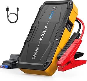 AstroAI S8 Car Battery Jump Starter, 1500A Jump Starter Battery Pack for Up to 6.0L Gas & 3.0L Diesel Engines, 12V Portable Jump Box with 3 Modes Flashlight and Jumper Cable(Yellow)