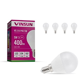 VINSUN® E14 LED bulb 5W - 40W light bulbs - warm white - 400lm, E14 golf ball bulb, E14 SES - Pack of 4