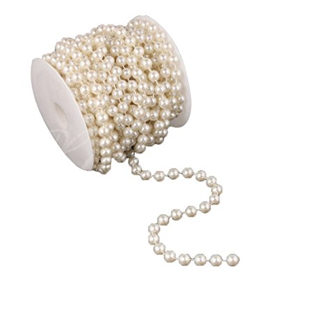 Bead Roll, Airkoul Ivory 8mm X 20m/66ft Acrylic Pearl Bead Roll Strand Garland DIY Party Wedding