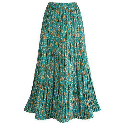 CATALOG CLASSICS Women's Peasant Skirt - Reversible Long Cotton Green Maxi Skirt