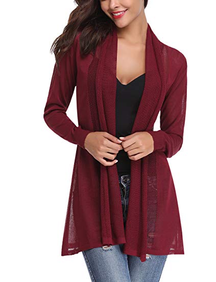 Abollria Womens Casual Long Sleeve Open Front Cardigan Sweater