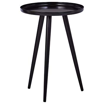 Rivet Modern Metal Side Table, 15"W, Black