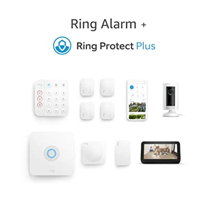 Ring Alarm 8-piece Kit (2nd Gen) with Ring Indoor Cam, Echo Show 5, and Ring Protect Plus Plan with annual auto-renewal