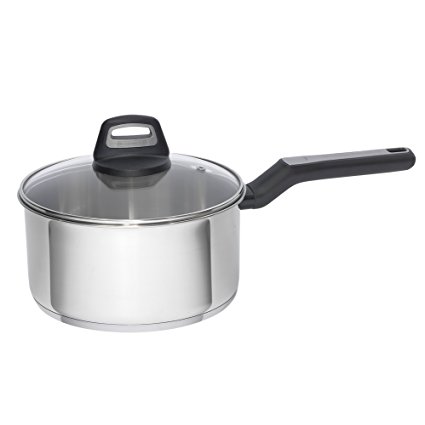 BLACK DECKER 83384 Durable Stainless Steel Saucepan with Glass Cover, 3 quart, Silver