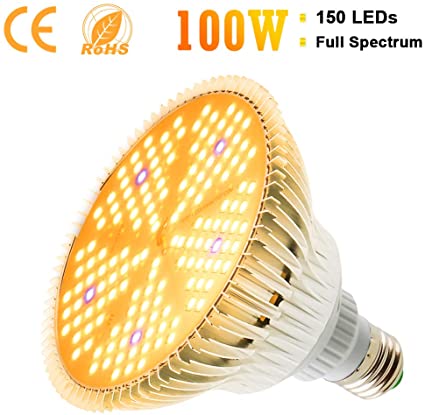 flowlamp LED Grow Light Bulb, 100W E27 Plant Light 150 LED Full Spectrum Grow Lights Growing Lamp for Indoor Plants, Hydroponic, Grow Tent, Vegetables, Flowers, Greenhouse Organic Plants, Succulents