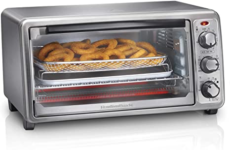 Hamilton Beach 31413 Countertop Toaster Oven, with Bake Pan, 6-Slice Sure Crisp, Stainless Steel