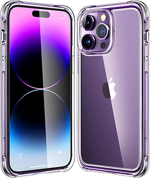 Mkeke for iPhone 14 Pro Case Clear, [Military Grade Protection] [Not Yellowing] Shockproof Phone Case for Apple iPhone 14 Pro 2022