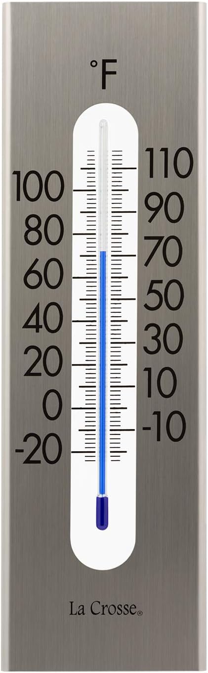 La Crosse 204-1523-INT 9 inch Stainless Steel Analog Vertical Thermometer