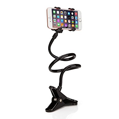Guleek Universal Cell Phone Clip Holder Lazy Bracket Flexible Long Arms for iPhone,Smartphone,GPS Devices, Fit On Desktop Bed Mobile Stand for Bedroom, Office, Bathroom, Kitchen (black)