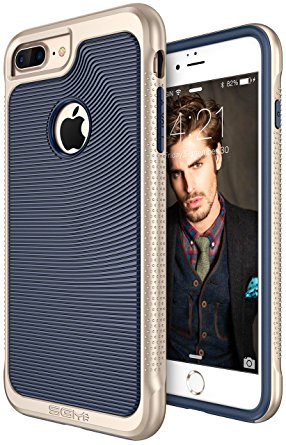 iPhone 7 Plus Case, SGM Premium Hybrid [Dual Layer] Armor Case Cover For Apple iPhone 7 Plus [Advanced Anti-Slip Design] [Shock Proof] (Dark Blue   Gold)