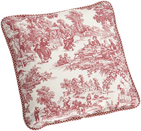 Victoria Park Toile Logan Gingham Check Reversible Toss Pillow, Red