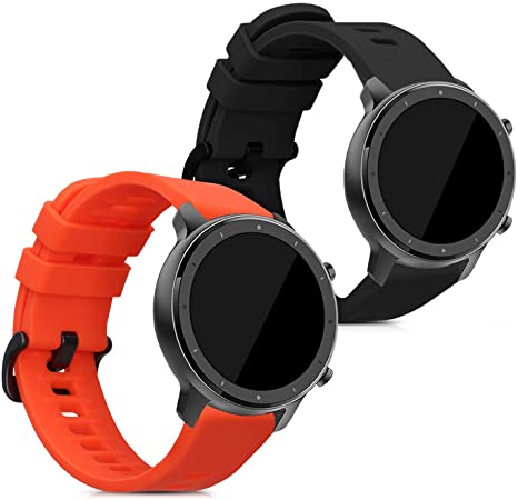 kwmobile Pulsera Compatible con Huami Amazfit GTR (47mm) / GTR 2 / GTR 2e / GTR3 / GTR 3 Pro - 2X Correa de TPU para Reloj Inteligente - Negro/Rojo