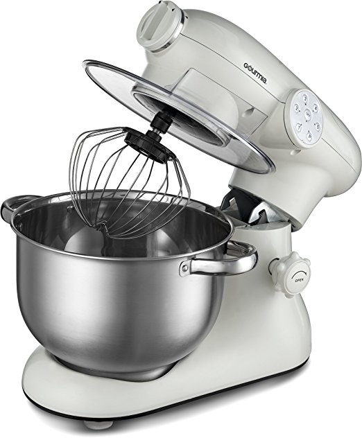 Gourmia EP700 7-Quart 6 Speed Stand Mixer, Planetery Action with Stainless Steel Bowl (Cream)- 650 Watts ETL rated 1000 Watts Maximum- Includes Free Recipe Book