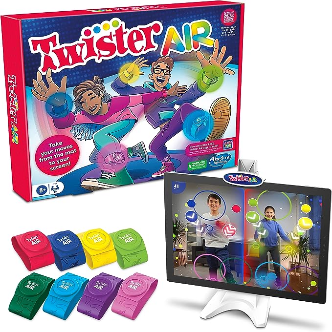 Hasbro Gaming Twister Air Game | AR App Play Game with Wrist and Ankle Bands | Links to Smart Devices | Active Party Games for Kids and Adults | Ages 8  | for 1  Players