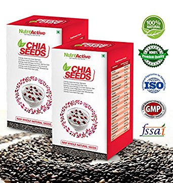 NutroActive Chia Seeds 250 gm, pack of 2, Black, Raw,Organic, Salvia Hispanica Seeds