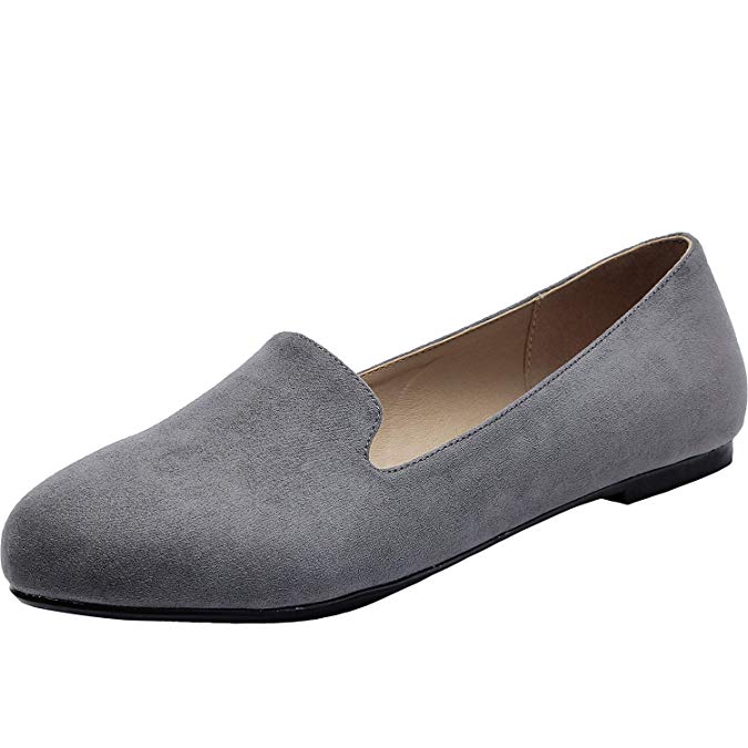 Aukusor Women's Wide Width Flat Shoes - Comfortable Slip On Pointed Toe Ballet Flats.