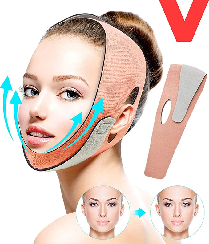 Double Chin Reducer, Face Shaper Chin Strap, V-Line Lifting, Face Slimming Strap and Lift Band, Pain-Free Face Band Eliminates Sagging Skin, Breathable and Reusable Facial Weight Loss Belt