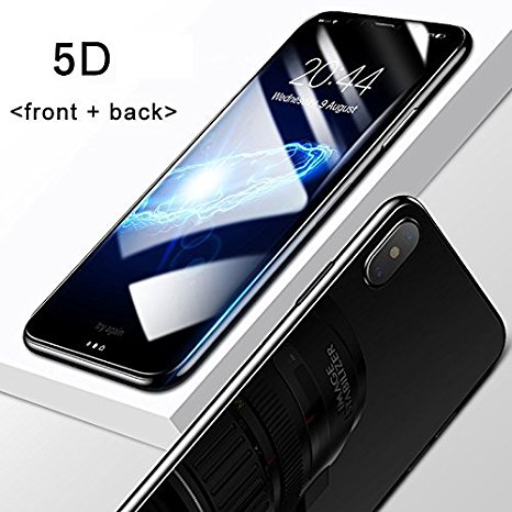 Market Affairs I Phone X 5D Round Curved Edge Tempered Glass Front Back Screen Protector for IPhone X (Ten) (Black)