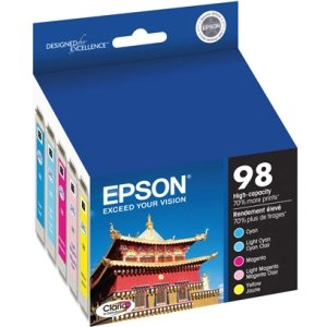 Epson 98 T098920 Color Ink Cartridges, Claria High-Yield Ink