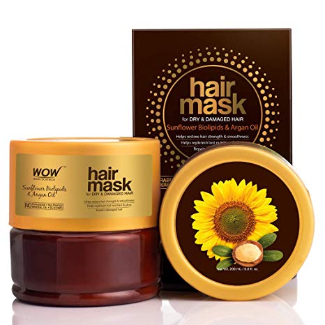 WOW Skin Science Sunflower Biolipids & Argan Oil Hair Mask for Dry & Damaged Hair, 200mL