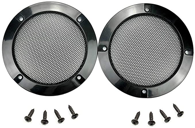 2 pcs Speaker Grills Cover Steel Mesh Protective Case with 8 pcs Screws for 116 mm Outer Speaker Mounting - 4.88"/124mm Outer Diameter Black Speaker Grills