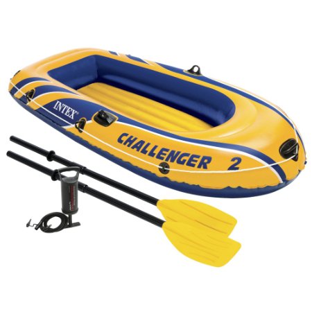 Intex Challenger 2 2-Person Inflatable Boat Set with French Oars and High Output Air Pump