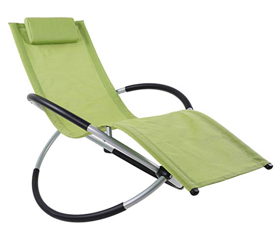 ukeacn Zero Gravity Folding Rocking Chair - Patio Chaise Lounge Lawn Reclining Portable Folding Chairs for Indoor&Outdoor Home Yard Pool Beach，Weight Capacity 330LB(Green)