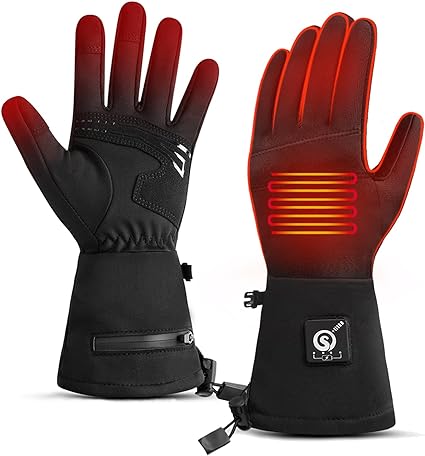 SAVIOR HEAT Heated Gloves for Women Men, Electric Glove Liners with 7.4V 2200mAh Rechargeable Battery, Touchscreen Ultra-Thin Black Warm Gloves for Winter Sports Camping Skating
