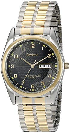 Armitron Men's 201143 Round Easy to Read Black Dial Two-Tone Expansion Band Watch