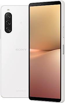 Sony Xperia 10 V White - 6.1 Inch 21:9 Wide OLED - Triple lens - Lightweight & Compact - 3.5 mm audio jack - Android 13 - SIM free - 6GB RAM - 128GB Storage - IP65/68 rating - Dual SIM hybrid *1