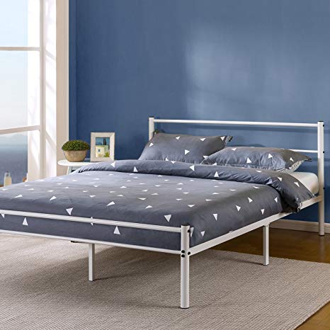 Zinus 12 Inch White Metal Platform Bed Frame with Headboard and Footboard, Twin