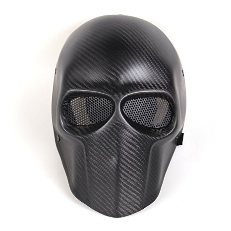 Suncer Carbon Fiber Airsoft Mask - BB Gun / Hunting / CS War Game - Tactical Full Face Skull Mask