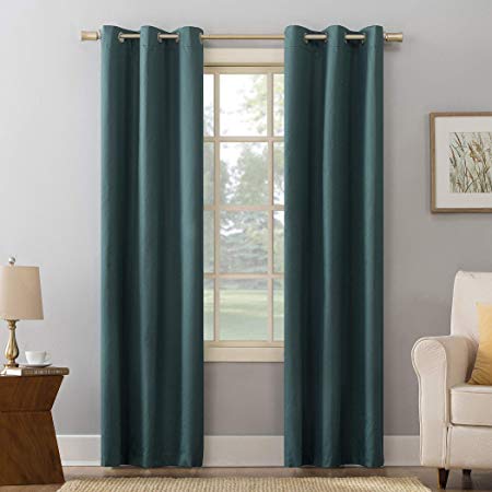 Sun Zero Cooper Thermal Insulated Room Darkening Grommet Curtain Panel, 40" x 84", Teal