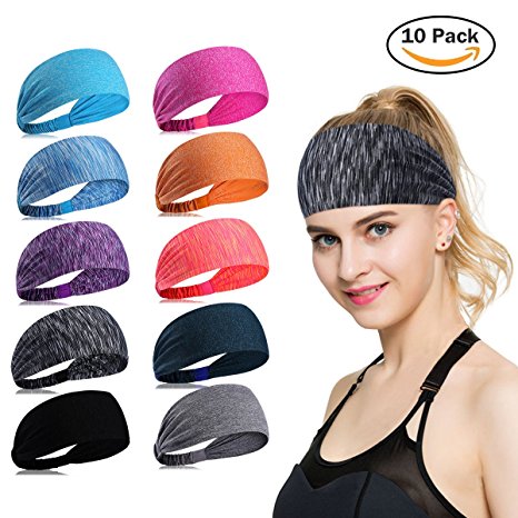Womens Yoga Sport Athletic Headband Sweatband For Running Sports Travel Fitness Elastic Wicking Non Slip Style Bandana Basketball Headbands Headscarf fits Men