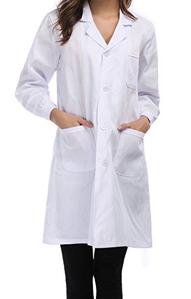 Taylor Eddie Women's White Full Length Lab Coat With Three Pockets