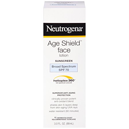 Neutrogena Age Shield Anti-Oxidant Face Lotion Sunscreen, Broad Spectrum Spf 70, Oil-Free Sunscreen, Travel Size 3 Fl. Oz. (Pack of 2)