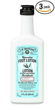 J.R. Watkins Natural Rejuvenating Foot Lotion, Peppermint, 11 Ounce (Pack of 3)