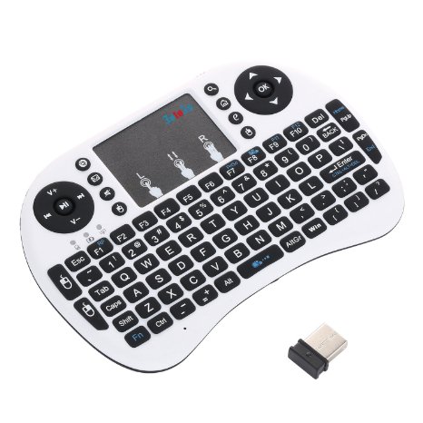 FotoFo Mini (White) 2.4Ghz Wireless Touchpad Keyboard With Mouse For Google Android Tv Box,Pc, Pad, Xbox 360, Ps3, Htpc, Iptv