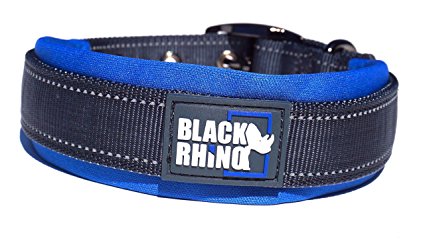 Black Rhino - The Comfort Collar Ultra Soft Neoprene PADDED DOG COLLAR for All Breeds - Heavy Duty Adjustable Reflective Weatherproof