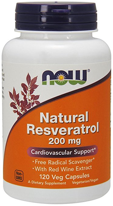 NOW  Natural Resveratrol  200mg, 120 Veg Capsules