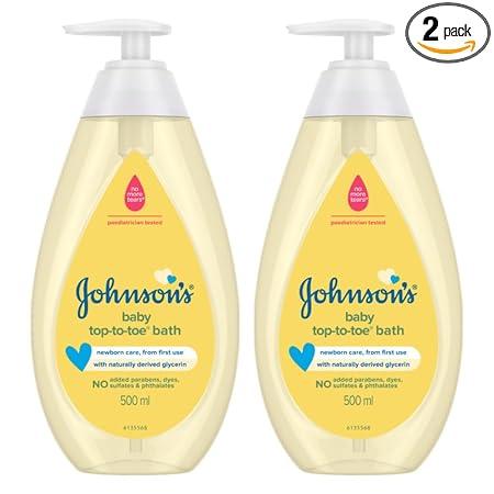 Johnson's Baby Bath Top To Toe Baby Bath For New Born Combo Offer Pack, 2 x 500ml