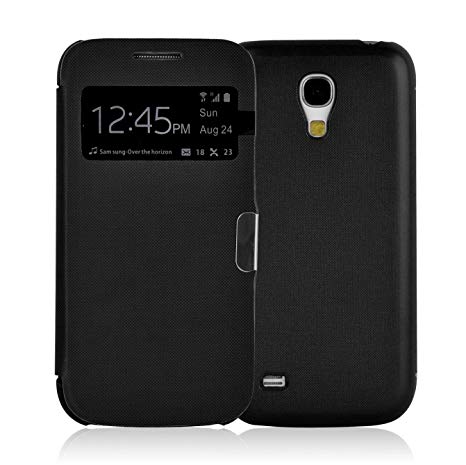 Galaxy S4 Mini Case - Black Smart View Flip Cover for Galaxy S4 Mini, Screen Protector Included