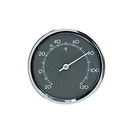 Analog Thermometer 1.75 in. Diameter Round with Gray Scale and Chrome Bezel